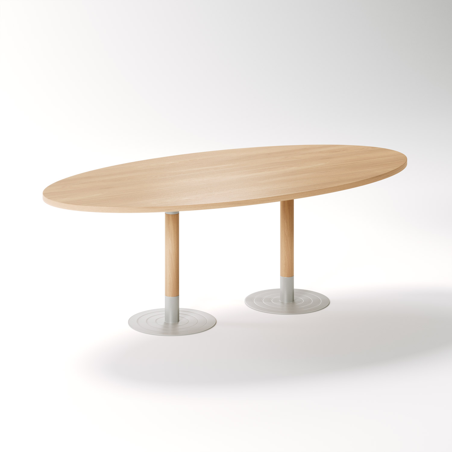 Specialised Aged Care Dining Stem Oval Table - Twin Pedestal, side view